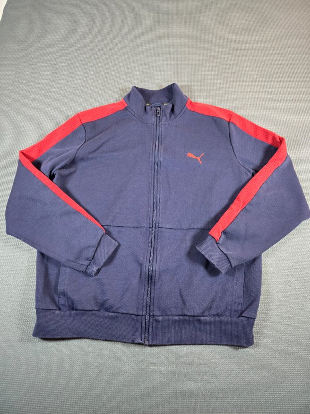 Puma Full Zip Track Jacket Navy Red Colorblock Size L
